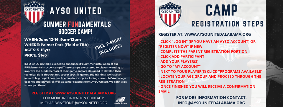AYSO United Summer 23 FUNdamentals Camp!