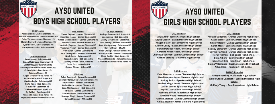 Congratulations to our 87 High School Soccer Players!